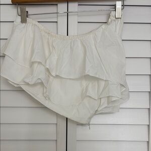 Zara White Ruffle Crop Top